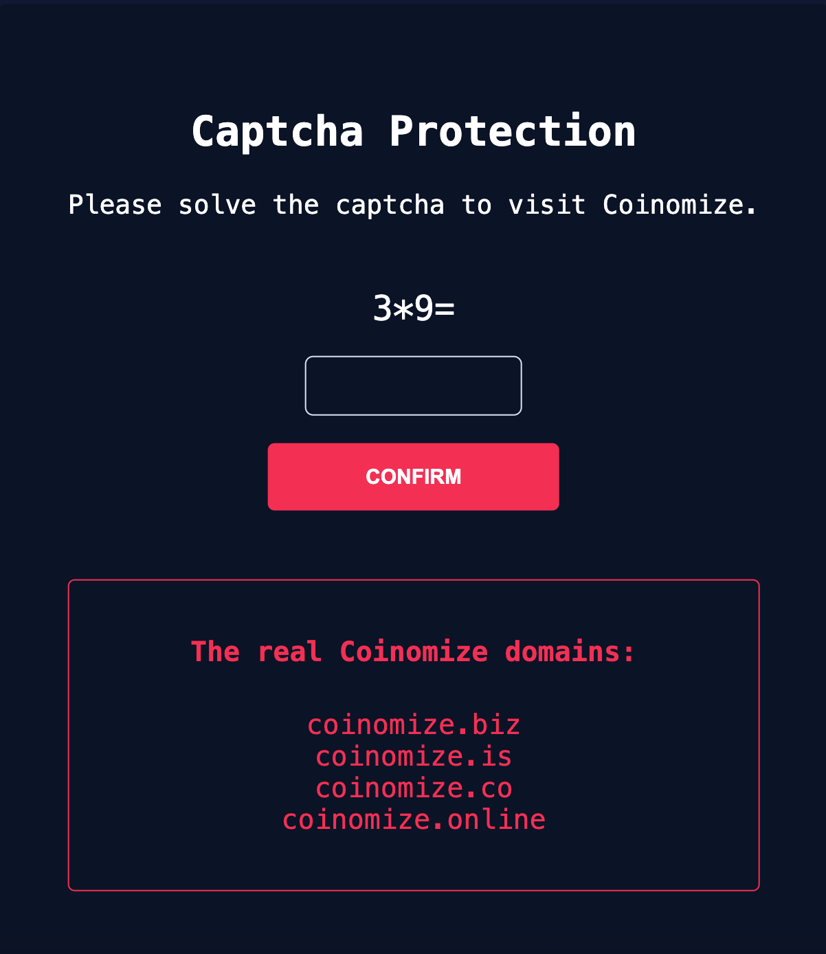 Example of Coinomize mixing interface